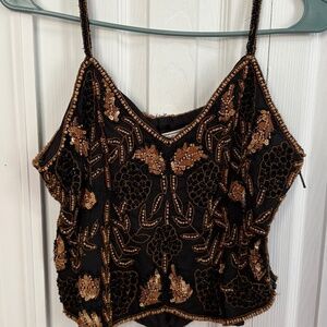Vintage Black and Gold beaded sequin crop top.